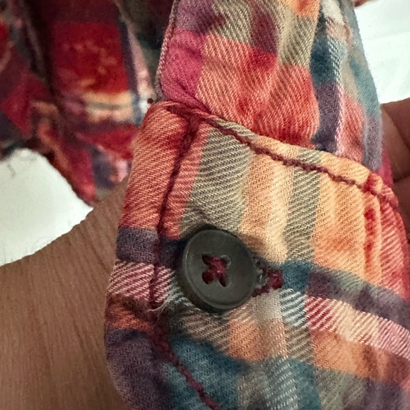 Vanilla Star Distressed Button Down Plaid Shirt Medium - Picture 6 of 8